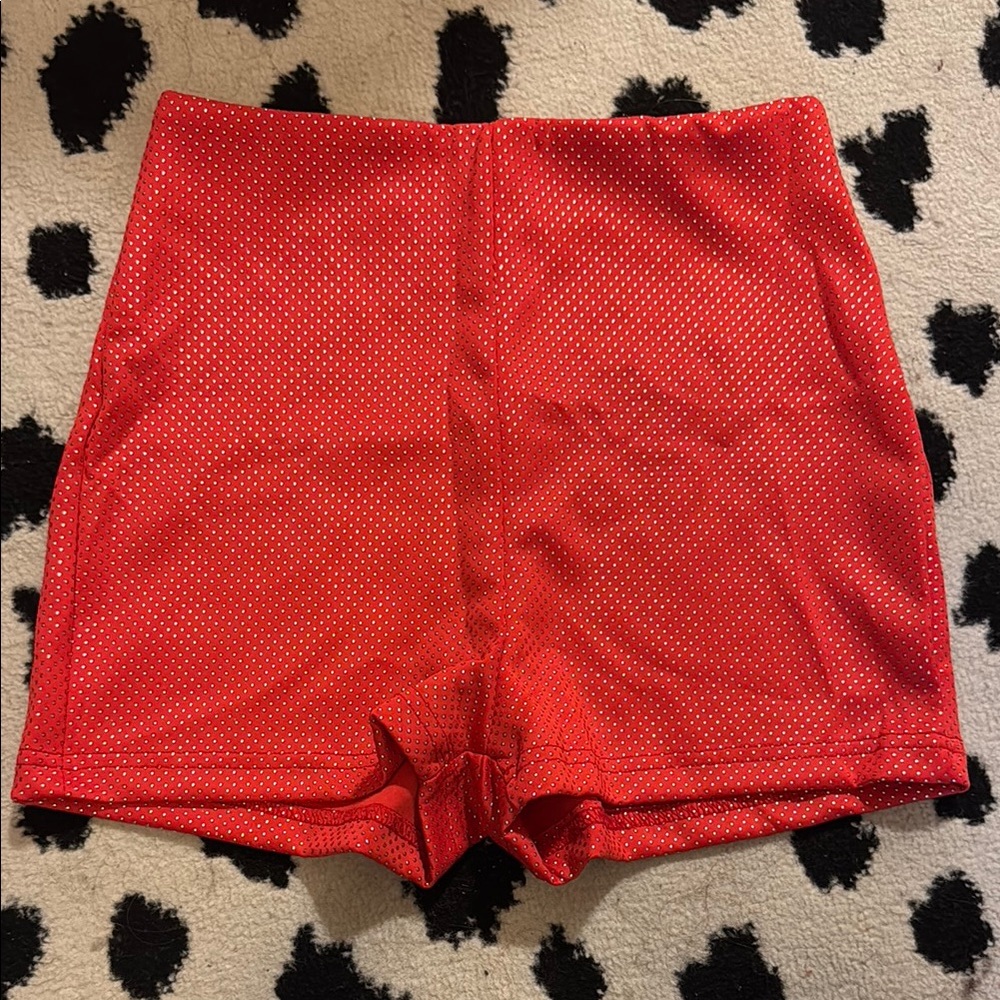 Red Polka Dot High-Waisted Shorts